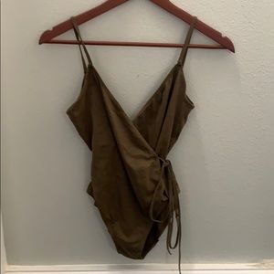 Urban outfitters Dark green tie body suit